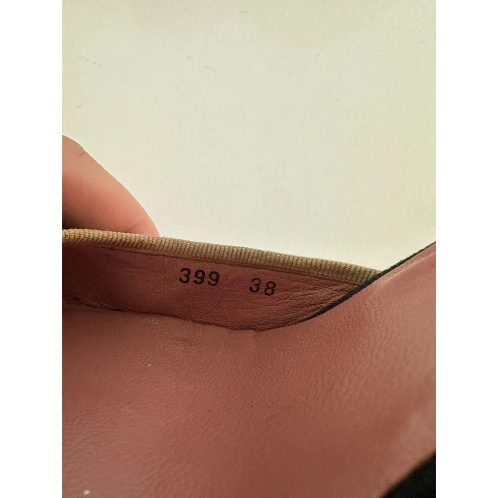 ALAIA Wedge Espadrille Sandals Canvas Almond Toe Ankle Strap Black Women's EU 38